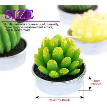 Swpeet 12Pcs Succulent Cactus Tealight Candles