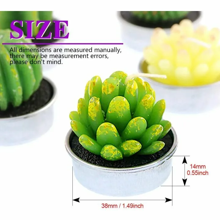 Swpeet 12Pcs Succulent Cactus Tealight Candles
