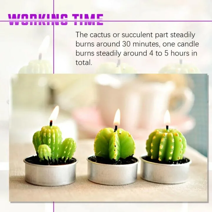 Swpeet 12Pcs Succulent Cactus Tealight Candles