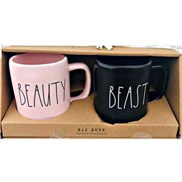 Rae Dunn by Magenta PINK BEAUTY & BLACK BEAST MUG