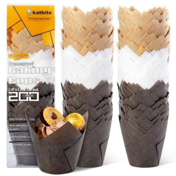 Katbite Tulip Cupcake Liners Holders 200PCS, Muffin Baking Cups, Cupcake Wrapper for Party, Wedding,...