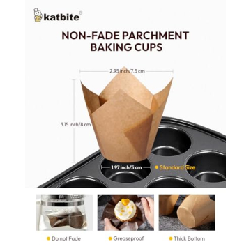 Katbite 200 PCS Tulip Cupcake Liners for Elegant Baking