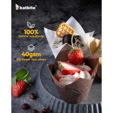 Katbite 200 PCS Tulip Cupcake Liners for Elegant Baking