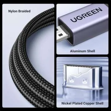 UGREEN 8K Micro HDMI to HDMI Cable 6.6FT, 2.1 Aluminum Shell Braided 48Gbps Ultra High Speed 8K@60Hz, 4K@240Hz Support HDR eARC Dolby Compatible with GoPro Raspberry Pi 5 Camera Nikon