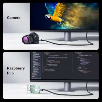 UGREEN 8K Micro HDMI to HDMI Cable 6.6FT, 2.1 Aluminum Shell Braided 48Gbps Ultra High Speed 8K@60Hz, 4K@240Hz Support HDR eARC Dolby Compatible with GoPro Raspberry Pi 5 Camera Nikon