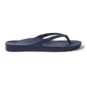 Archies Arch Support Flip Flops for Men & Women – Orthotic Sandals for Plantar Fasciitis Relief – Lightweight, Cushioning, Shock-Absorbing Sandals for Walking, Foot Pain & All-Day Comfort - Navy (US Men's 8 / US Women's 9)