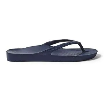 Archies Arch Support Flip Flops for Men & Women – Orthotic Sandals for Plantar Fasciitis Relief – Lightweight, Cushioning, Shock-Absorbing Sandals for Walking, Foot Pain & All-Day Comfort - Navy (US Men's 8 / US Women's 9)