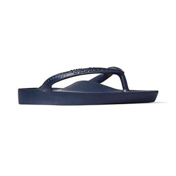 Archies Arch Support Flip Flops for Men & Women – Orthotic Sandals for Plantar Fasciitis Relief – Lightweight, Cushioning, Shock-Absorbing Sandals for Walking, Foot Pain & All-Day Comfort - Navy (US Men's 8 / US Women's 9)