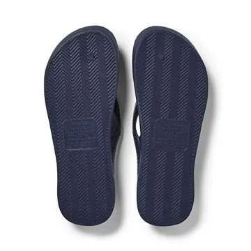 Archies Arch Support Flip Flops for Men & Women – Orthotic Sandals for Plantar Fasciitis Relief – Lightweight, Cushioning, Shock-Absorbing Sandals for Walking, Foot Pain & All-Day Comfort - Navy (US Men's 8 / US Women's 9)