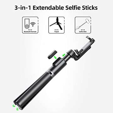 Selfie Stick Tripod for iPhone, Cell Phone Stand for Recording with Wireless Remote, Lightweight Tri...