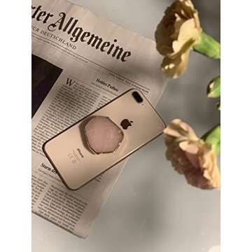 DALSTONE Natural Rose Quartz Phone Grip Stand Holder