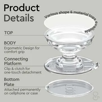 DALSTONE Natural Rose Quartz Phone Grip Stand Holder