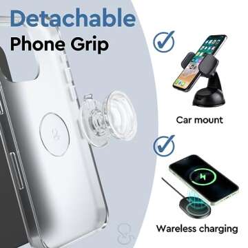 DALSTONE Natural Rose Quartz Phone Grip Stand Holder