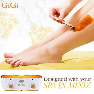 GiGi Deluxe Double Wax Warmer - Hair Removal Waxing Kit Heater, Dual Pot Design, Adjustable Temperature Control, Salon & Home Use, 14 oz (2) Wax Can