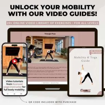 Mobility Mentor Yoga Stick - Mobility Stick - Large Bamboo Exercise Stick for Stretching - Workout S...