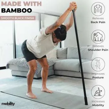 Mobility Mentor Yoga Stick - Mobility Stick - Large Bamboo Exercise Stick for Stretching - Workout Stick - Posture Corrector Stick Mobility - Yoga Bar - Stretch Stick for Fitness - Physical Therapy