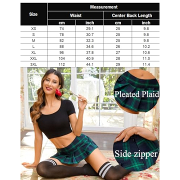 Avidlove Mini Women Lingerie Plaid Skirt for Cosplay