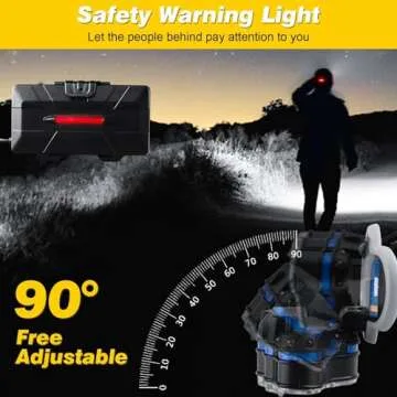 Elmchee Rechargeable Headlamp,18000 Lumen Bright 8 Led Head Lamp, 16 Modes Adjustable Motion Sensor Headlight with Red Light, Waterproof Head Flashlight for Outdoor Hiking Camping Blue