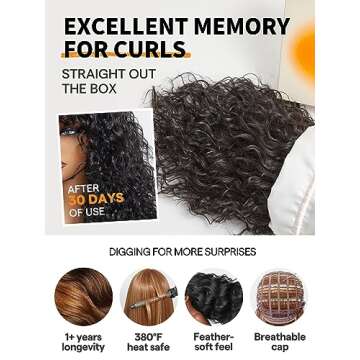 GORGIUS Shaggy Haircuts Natural Black Curly Wig with Bangs Crafted with Style-Archive Technology: Premium Fiber & Remy Human Hair Blended, Realistic Look with True Scalp