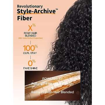 GORGIUS Shaggy Haircuts Natural Black Curly Wig with Bangs Crafted with Style-Archive Technology: Premium Fiber & Remy Human Hair Blended, Realistic Look with True Scalp