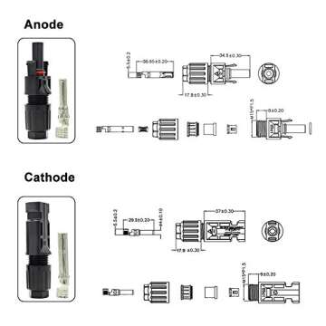 ECO-WORTHY 5 Pairs MC4 Connector Male/Female Solar Panel Cable Connectors