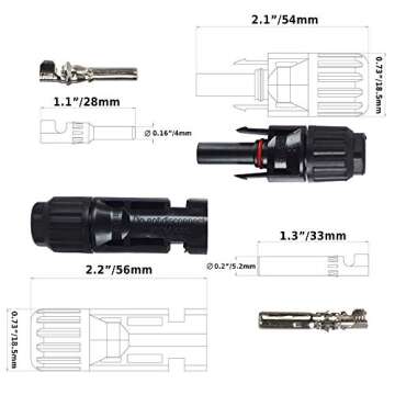 ECO-WORTHY 5 Pairs MC4 Connector Male/Female Solar Panel Cable Connectors