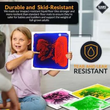 KAMS CREATIONS Multicolor Sensory Tiles for Autism Liquid Fusion Lava Tiles for Kids Sensory Activity Play Centers for Children, Toddler, Teens 12" X 12" Sensory Toys (Pack of 4)