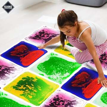 KAMS CREATIONS Multicolor Sensory Tiles for Autism Liquid Fusion Lava Tiles for Kids Sensory Activity Play Centers for Children, Toddler, Teens 12" X 12" Sensory Toys (Pack of 4)