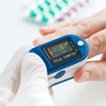 Pulse Oximeter Fingertip, Large OLED Display Pulse Oximeter Finger Oximetry Blood Oxygen Saturation Monitor for Heart Rate and SpO2, Portable Oximeter