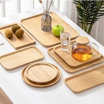 2 Pack Bamboo Tray 16 x 12 x1 inches Serving Tray Tea Tray Fruit Platters Dinner Plate Sour Candy Tray
