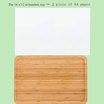 2 Pack Bamboo Tray 16 x 12 x1 inches Serving Tray Tea Tray Fruit Platters Dinner Plate Sour Candy Tray