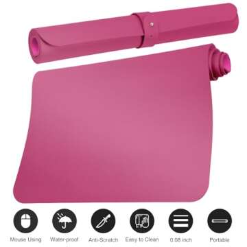 ‎Boutilon Leather Desk Pad 24"x 14" Non-Slip Mouse Pad,Office Desk Mat,Waterprooft PU Leather Desk Blotter,Desk Pad Protector,Desk Writing Pad for Home Office Decor (S-Rose Pink)