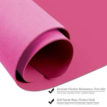 ‎Boutilon Leather Desk Pad 24"x 14" Non-Slip Mouse Pad,Office Desk Mat,Waterprooft PU Leather Desk Blotter,Desk Pad Protector,Desk Writing Pad for Home Office Decor (S-Rose Pink)