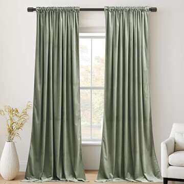 StangH Extra Long Sage Green Velvet Curtains - 108" Luxury Panels for Home Decor