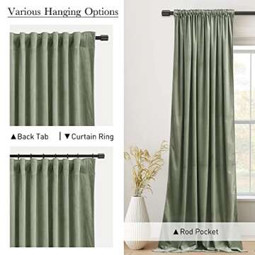 StangH Sage Green Velvet Curtains - Luxury Blackout Drapes