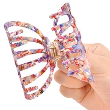 Big Claw Clips Jumbo Hair Clips Tortoise Shell Banana French Design Pink Strong Hold for Thick Hair ...