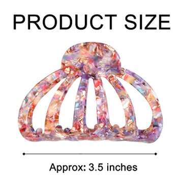 Big Claw Clips Jumbo Hair Clips Tortoise Shell Banana French Design Pink Strong Hold for Thick Hair Women Girls,Pack of 2