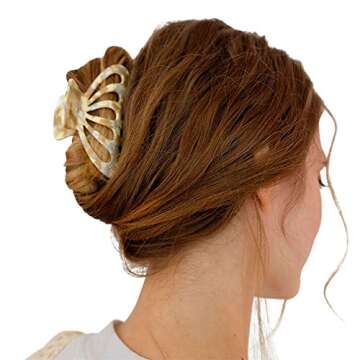 Big Claw Clips Jumbo Hair Clips Tortoise Shell Banana French Design Pink Strong Hold for Thick Hair Women Girls,Pack of 2