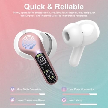 Wireless Earbuds, Bluetooth 5.4 Headphones HiFi Stereo, Bluetooth Earbuds with ENC Noise Cancelling ...