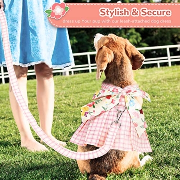 Cute Plaid Dog Harness Dress for Small Dogs - ABRRLO