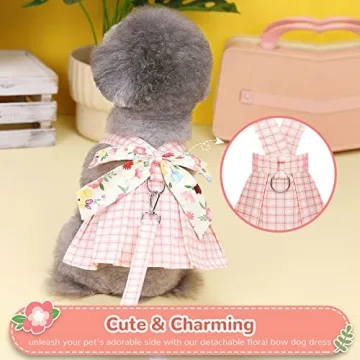 Cute Plaid Dog Harness Dress for Small Dogs - ABRRLO