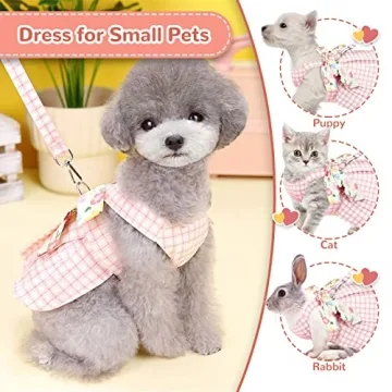 Cute Plaid Dog Harness Dress for Small Dogs - ABRRLO