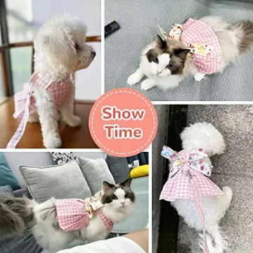 Cute Plaid Dog Harness Dress for Small Dogs - ABRRLO