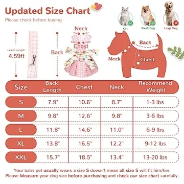 Cute Plaid Dog Harness Dress for Small Dogs - ABRRLO