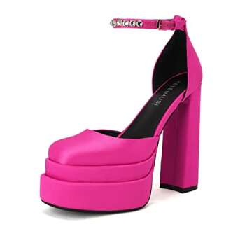 keleimusi High Heels Chunky Block Platform Heels for Women Lace-Up Square Toe Party Wedding Pumps Sa...