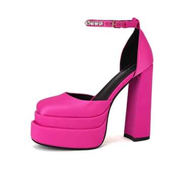 Keleimusi Chunky Block Platform Heels for Women