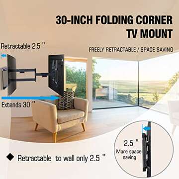 FORGING MOUNT Long Extension TV Mount/Wall Bracket Full Motion with 30 inch Long Arm for Corner/Flat...
