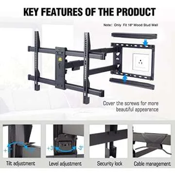 FORGING MOUNT Long Extension TV Mount/Wall Bracket Full Motion with 30 inch Long Arm for Corner/Flat Installation fits 37 to 75" Flat/Curve TVs, VESA 600x400mm Holds up to 99lbs