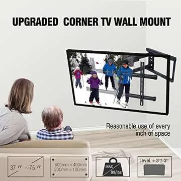 FORGING MOUNT Long Extension TV Mount/Wall Bracket Full Motion with 30 inch Long Arm for Corner/Flat Installation fits 37 to 75" Flat/Curve TVs, VESA 600x400mm Holds up to 99lbs