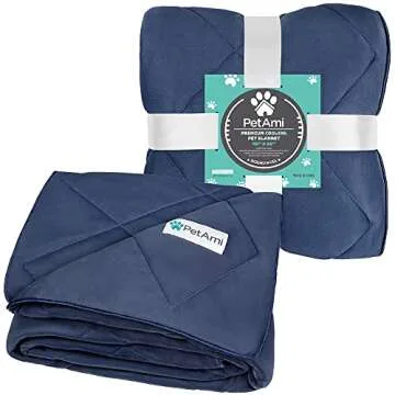 PetAmi Premium Cooling Dog Blanket | Lightweight Fluffy Pet Throw Blanket Bed Cover for Dogs, Cat, Puppies | Pet Blanket Furniture Protector Couch Sofa | Reversible Fuzzy Cozy | 40x60, Navy Blue